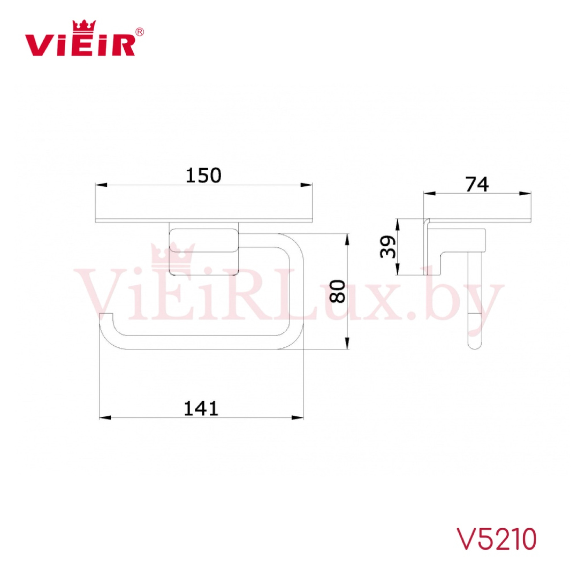 Держатель для туалетной бумаги Vieir 5210 с полкой хром фото-2
