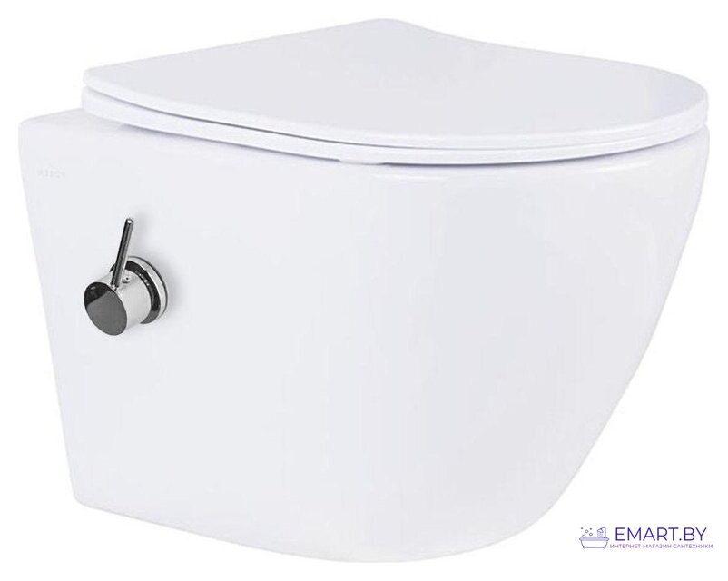 Унитаз подвесной Roxen Antares Bidet в комплекте с инсталляцией StounFix Dual Fresh 6 в 1 968099 (кнопка: брашированное золото) фото-4