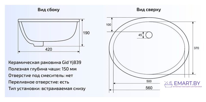 Умывальник Gid Yj839 (белый) фото-3