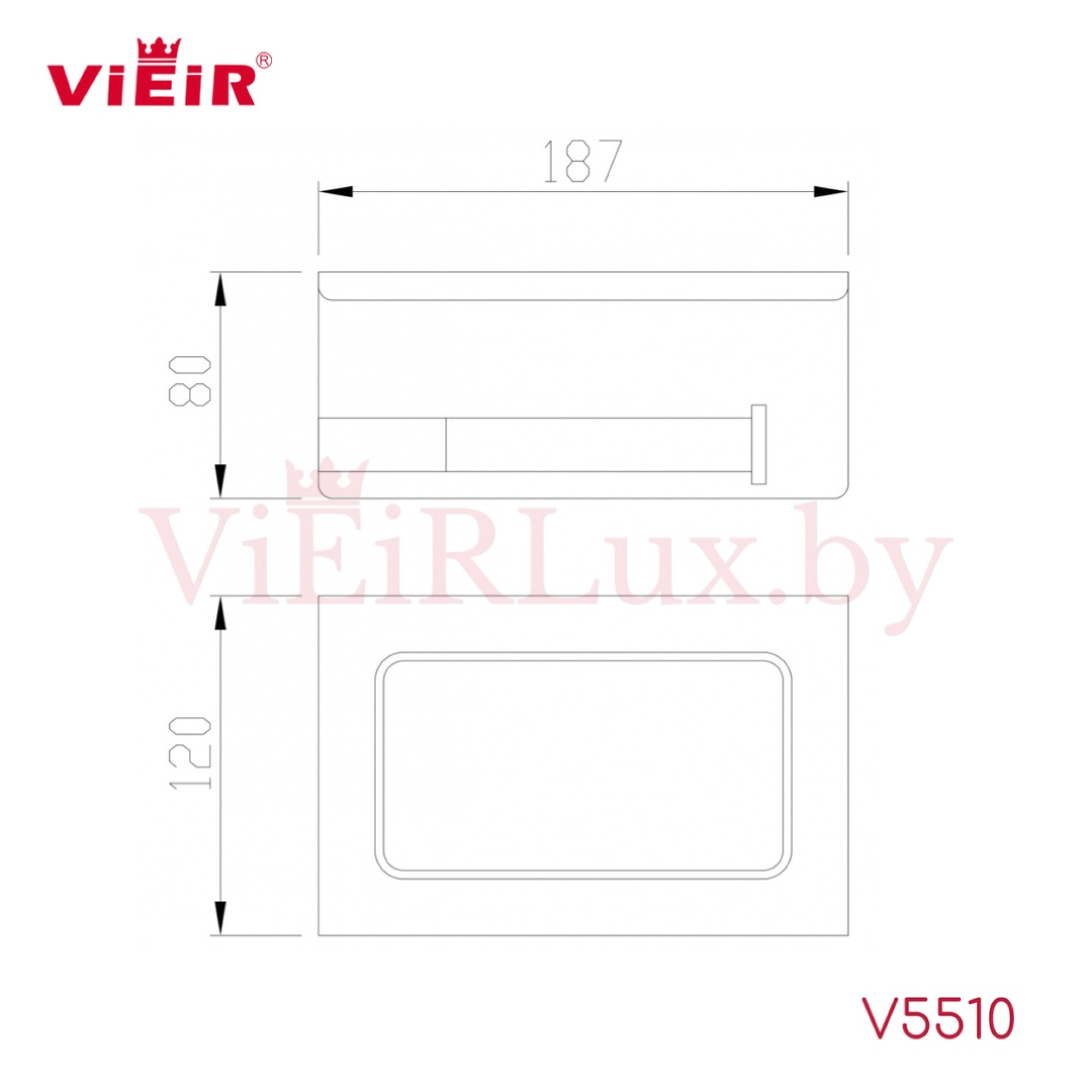 Держатель для туалетной бумаги Vieir 5510-F с полкой белый фото-2