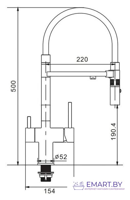 Смеситель Rose R958H (черный) фото-2