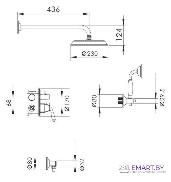 Душевая система  Rose R0235Q фото-2