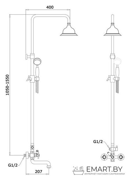 Душевая система  Ganzer Otto GZ 15061D (бронзовый) фото-2