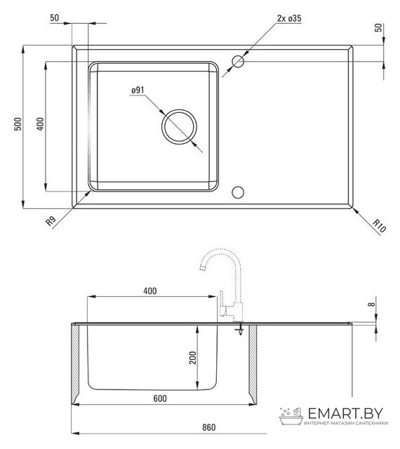 Кухонная мойка Deante Pallas ZSP 0C2C фото-2