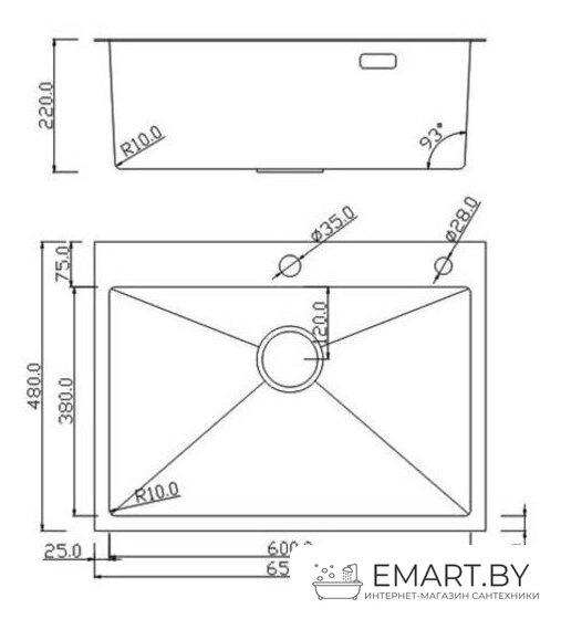 Кухонная мойка Roxen Simple 560220-65B фото-3