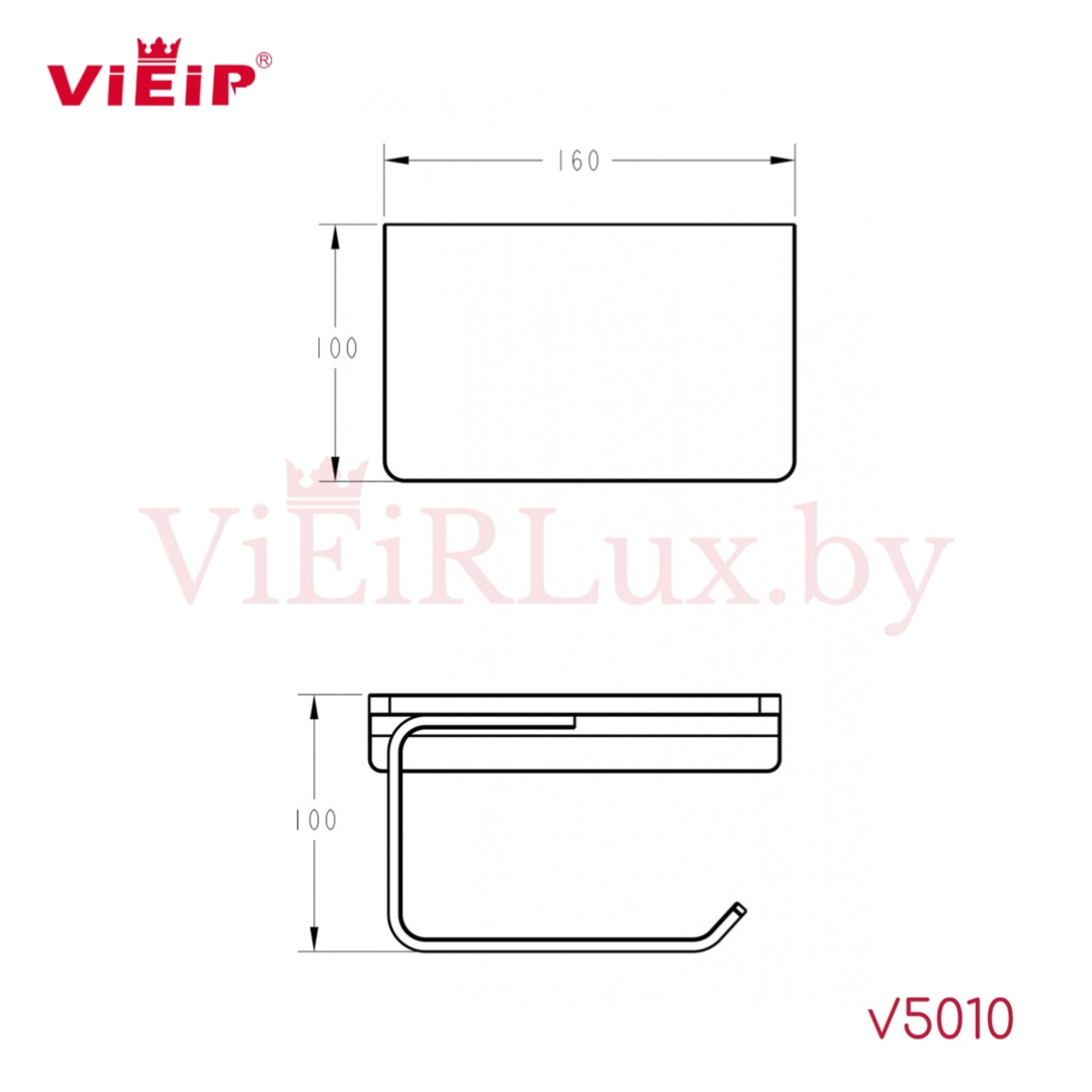 Держатель для туалетной бумаги Vieir 5010-G с полкой графит фото-2