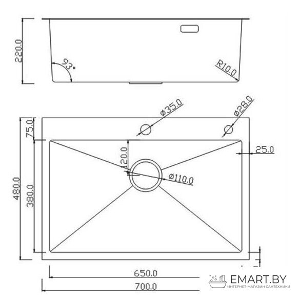 Кухонная мойка Roxen Simple 560220-70B фото-2